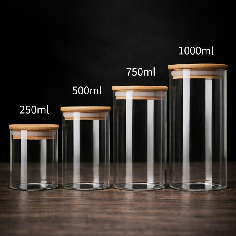 Airtight Glass Storage Jars with Wooden Lid