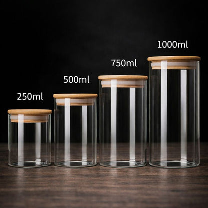 Airtight Glass Storage Jars with Wooden Lid